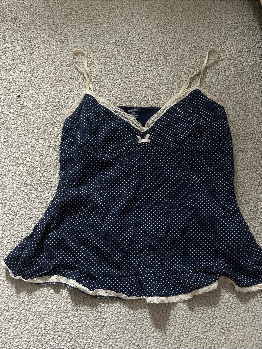 “Gap Body” Navy Polka Dot Lace Trim Camisole